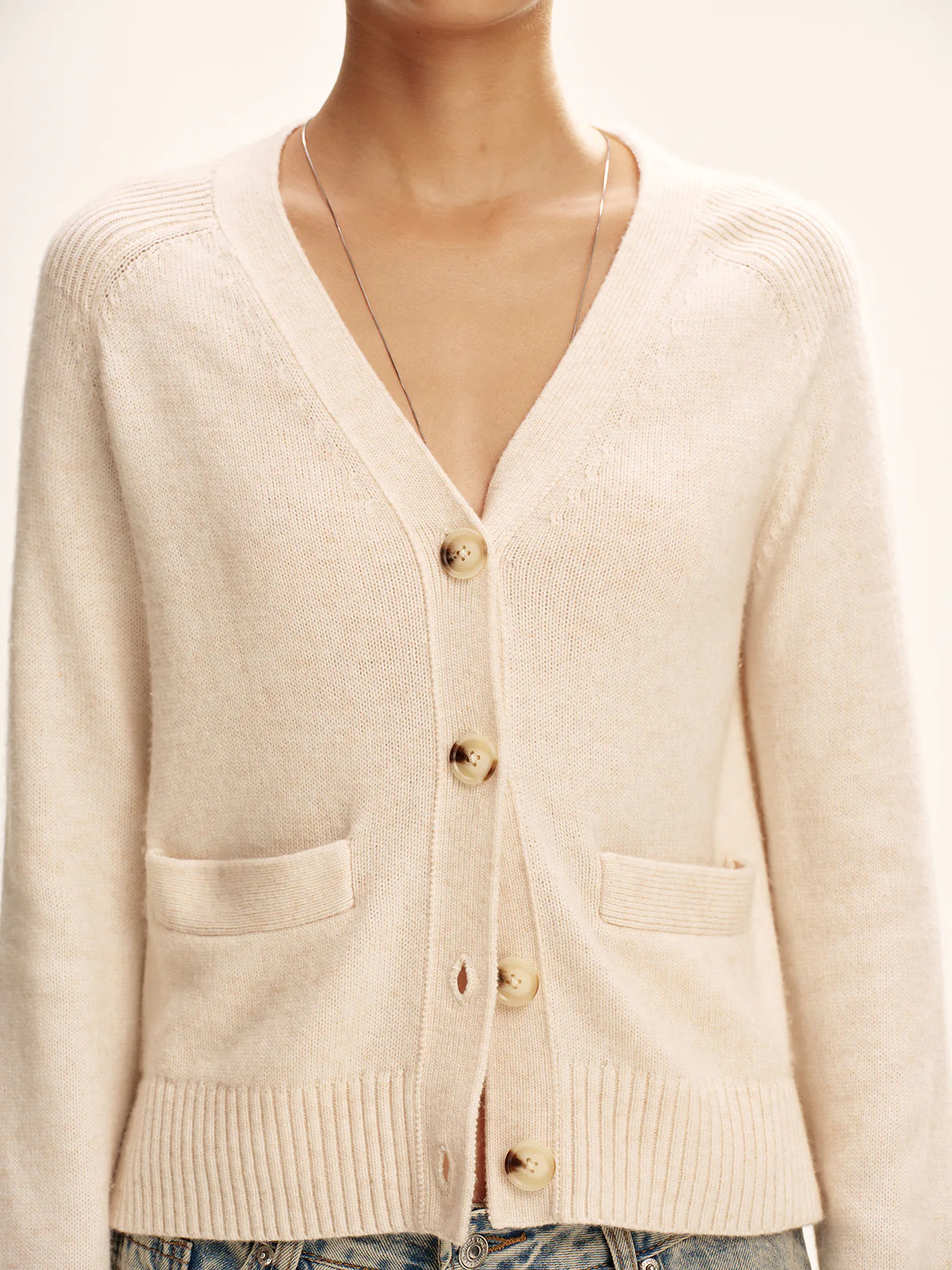 V-Neck Wool Blend Cardigan - Image 4