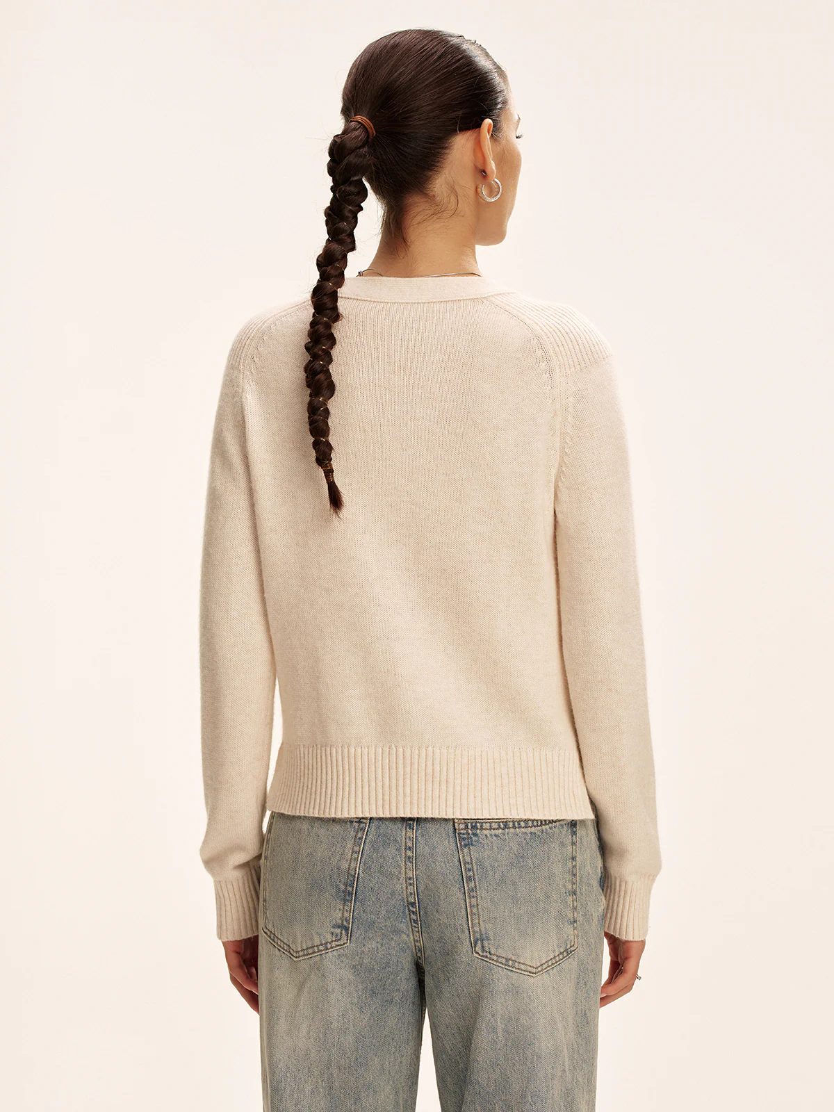 V-Neck Wool Blend Cardigan - Image 6