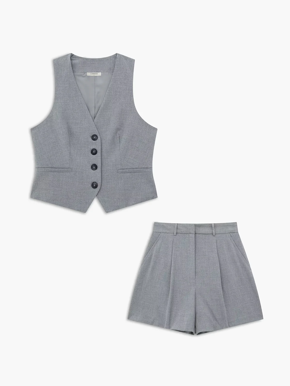 V-neck Woven Fabric Casual Shorts Set - Image 5