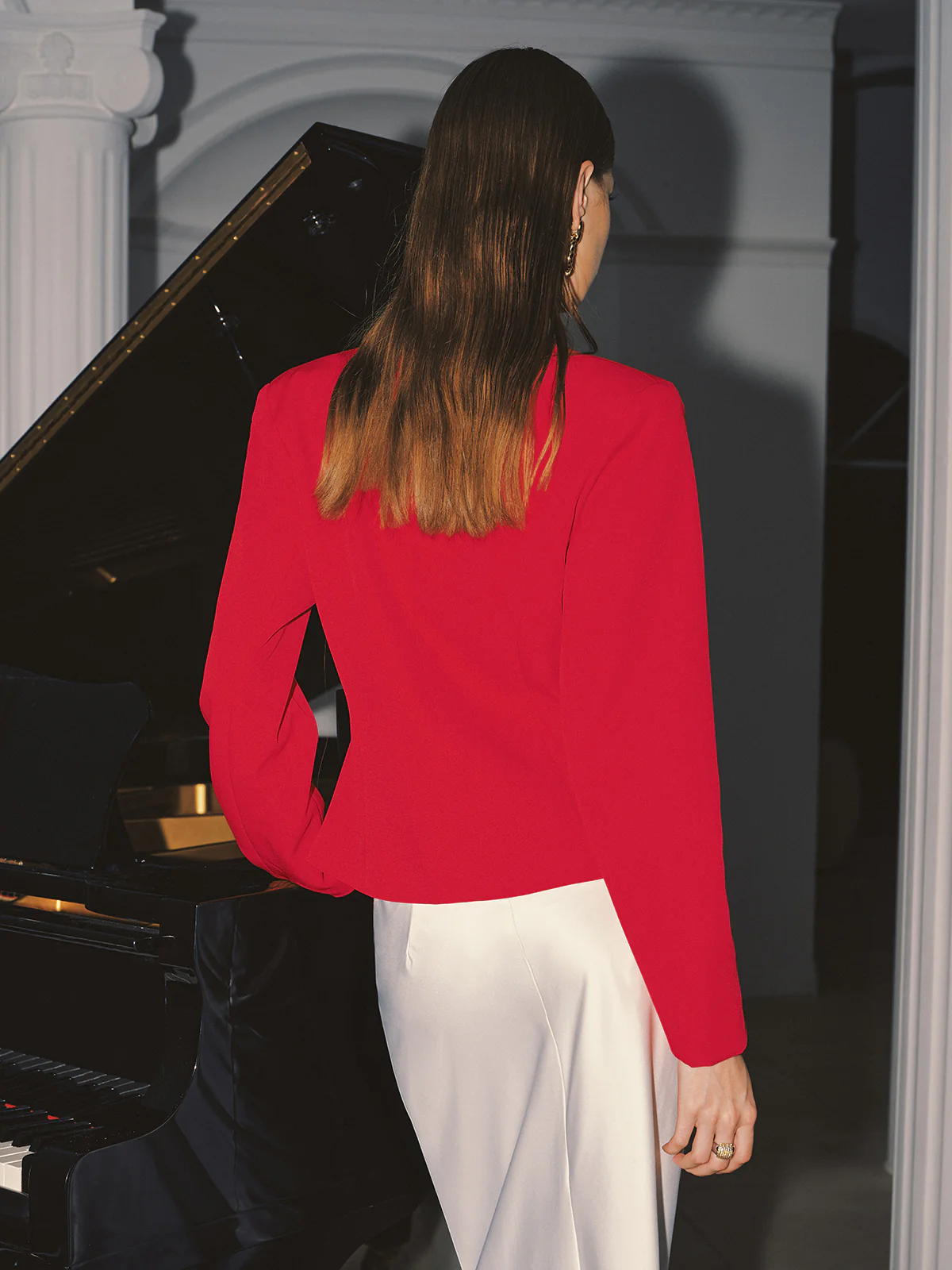 V-Neck Wrap Bow Waist Blazer - Image 5