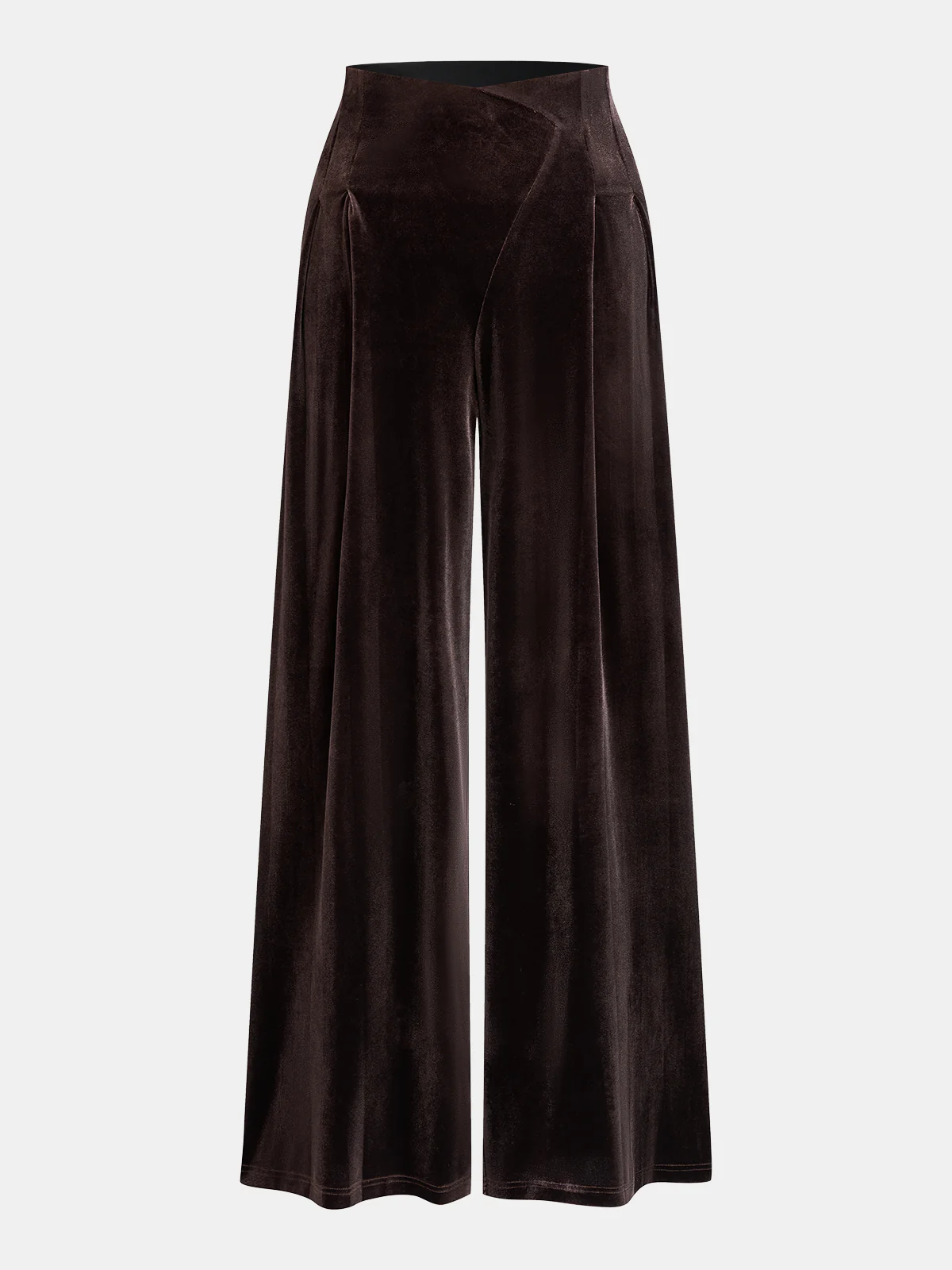 Velvet Asymmetric Waist Wide-Leg Pants