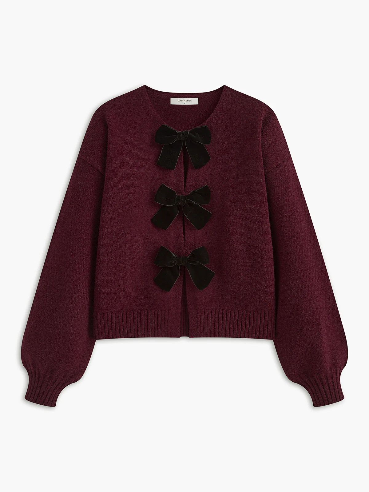 Velvet-Bow Lantern Sleeve Sweater - Image 3