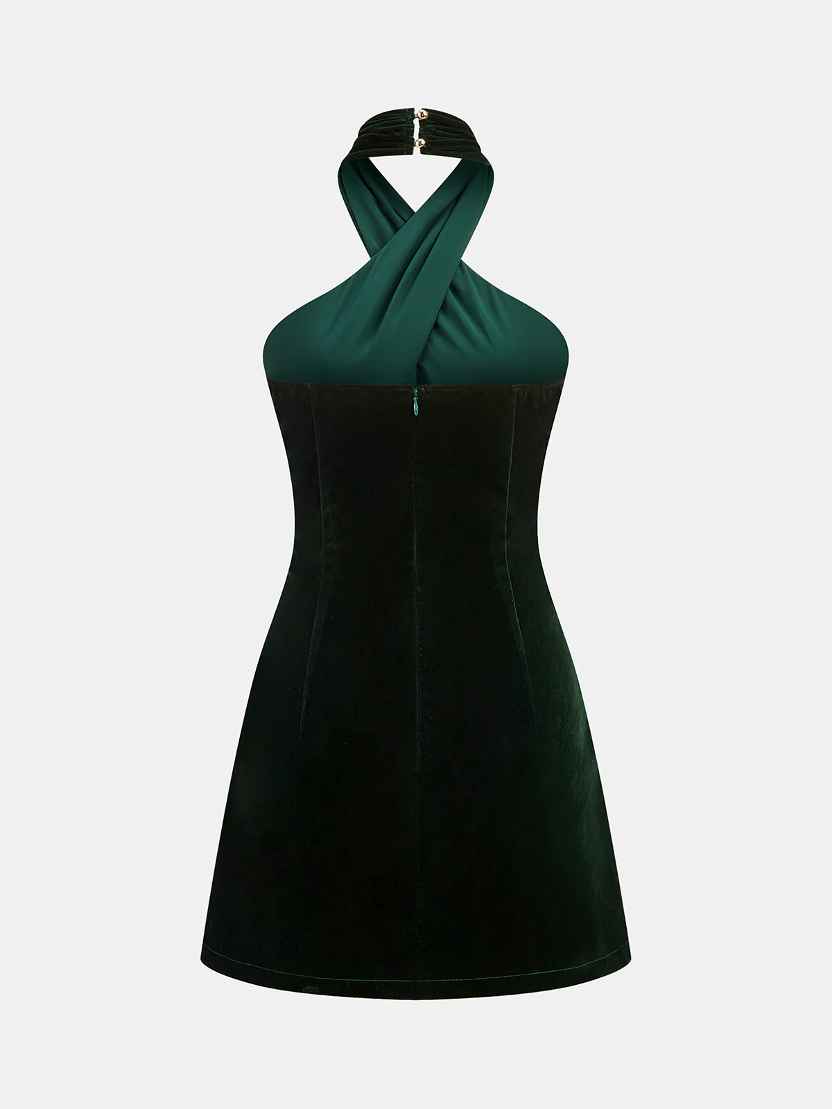 Velvet Cross Halter Mini Dress - Image 4