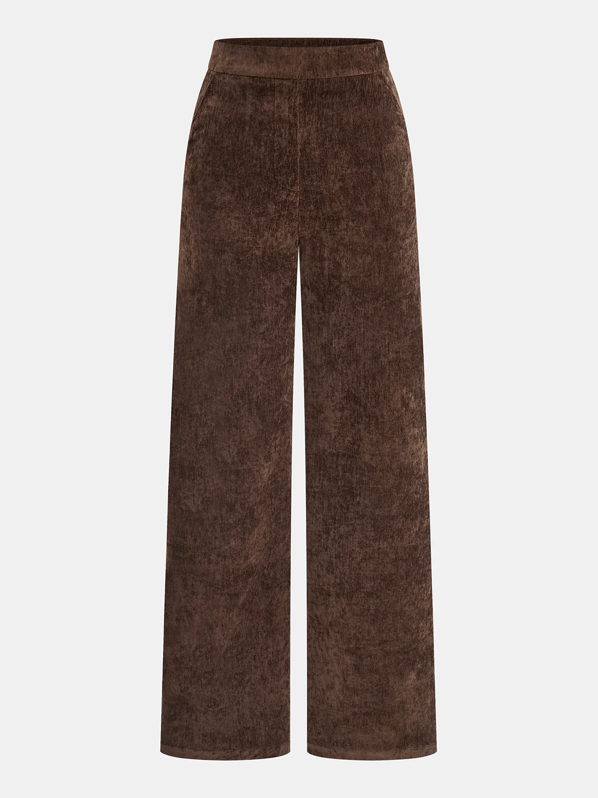 Mid-Waist Velvet Wide-Leg Pants