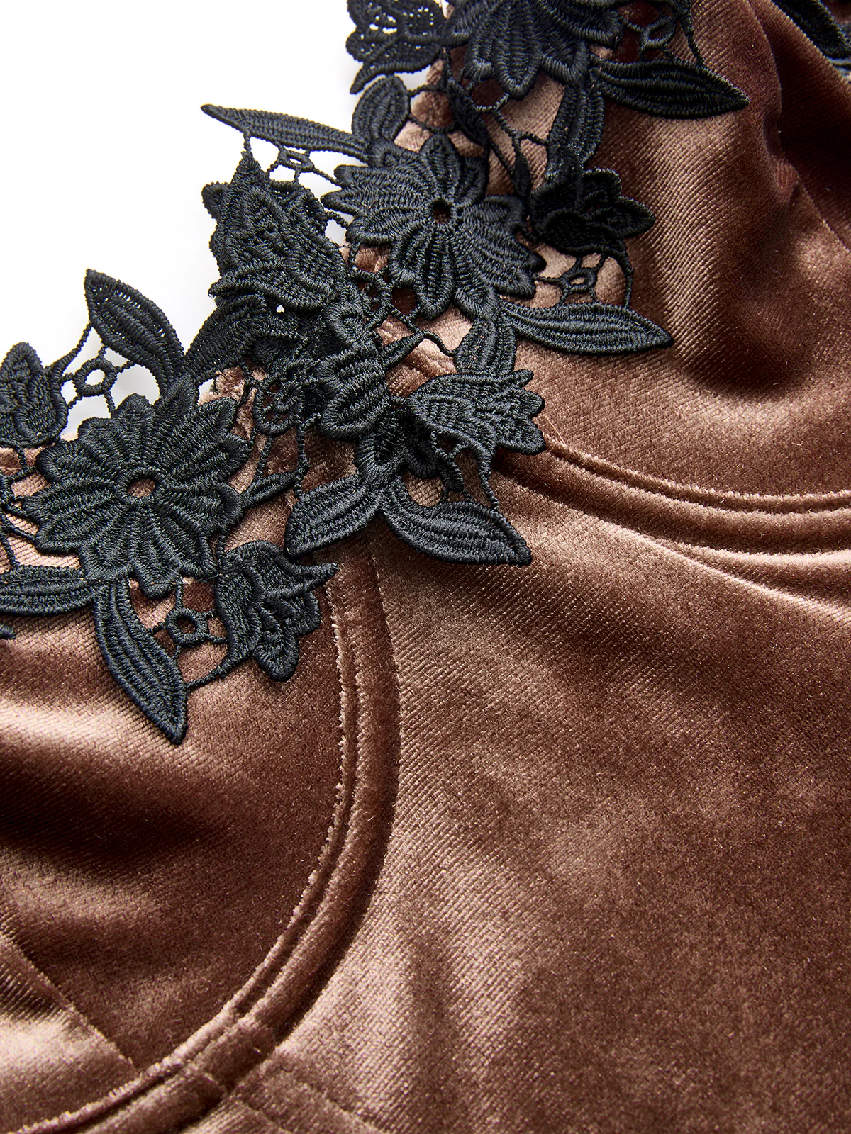 Velvet Floral Lace Ruffle Cami Top - Image 4