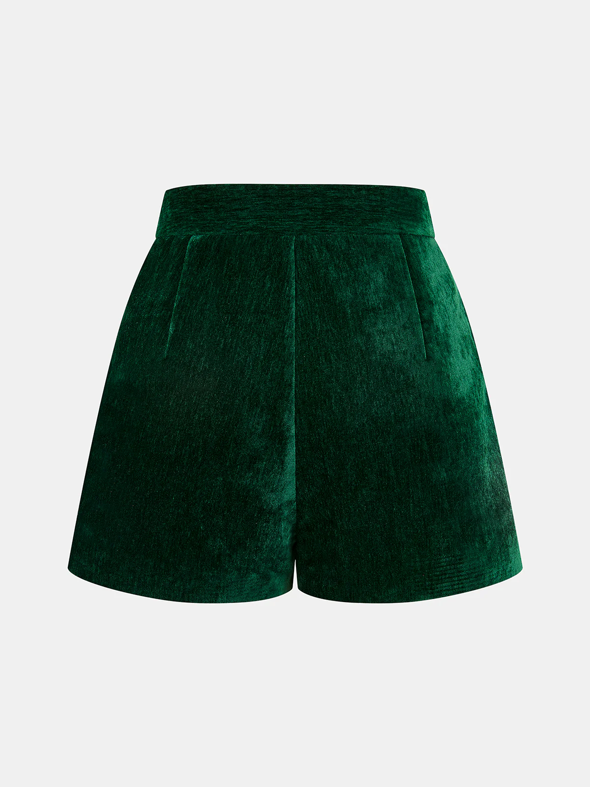 Velvet Metal-Button Mid-Waist Shorts - Image 2