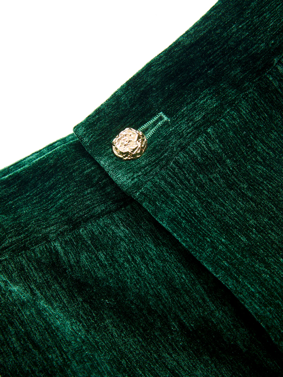 Velvet Metal-Button Mid-Waist Shorts - Image 3