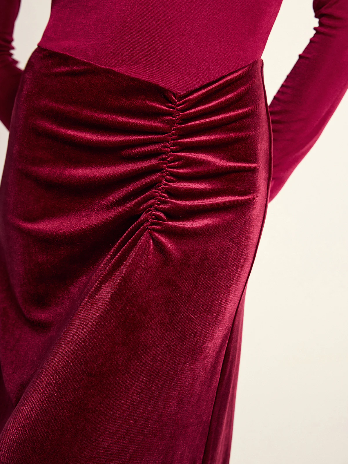 Velvet Panel Mock Neck Backless Maxi Dress - Image 5