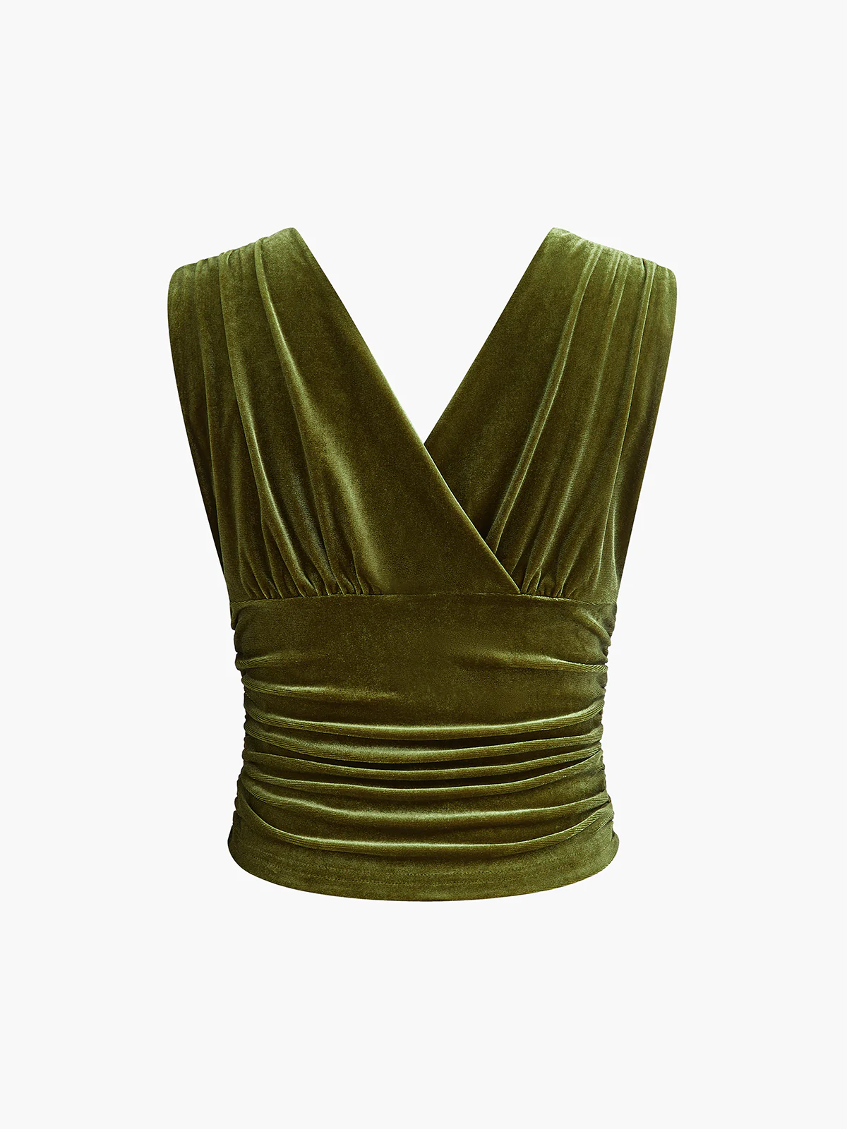 Velvet Pleated Cinched Waist Crop Tank Top - Image 9