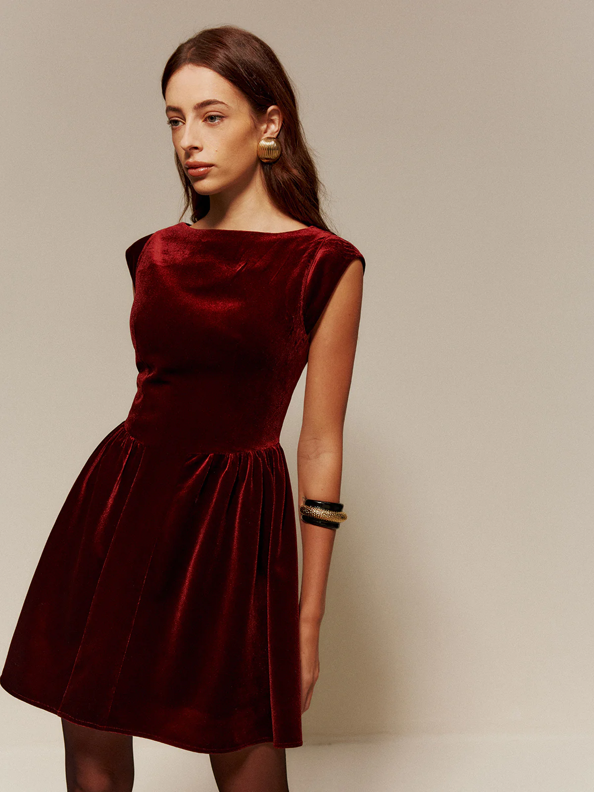 Velvet Pleated Tank Short Dress - Image 3