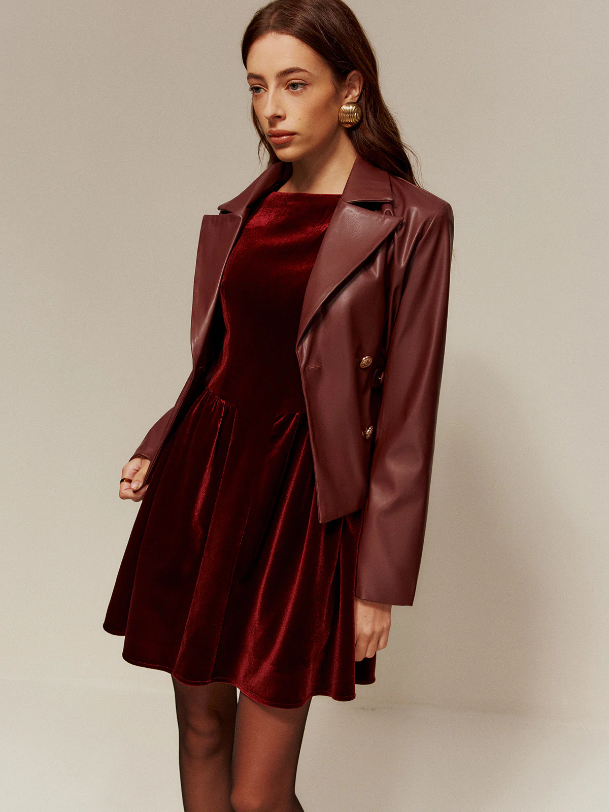 Velvet Pleated Tank Short Dress - Image 4