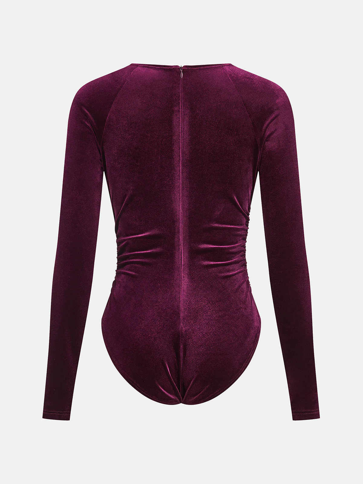 Velvet Ruched Long-Sleeve Bodysuit - Image 3