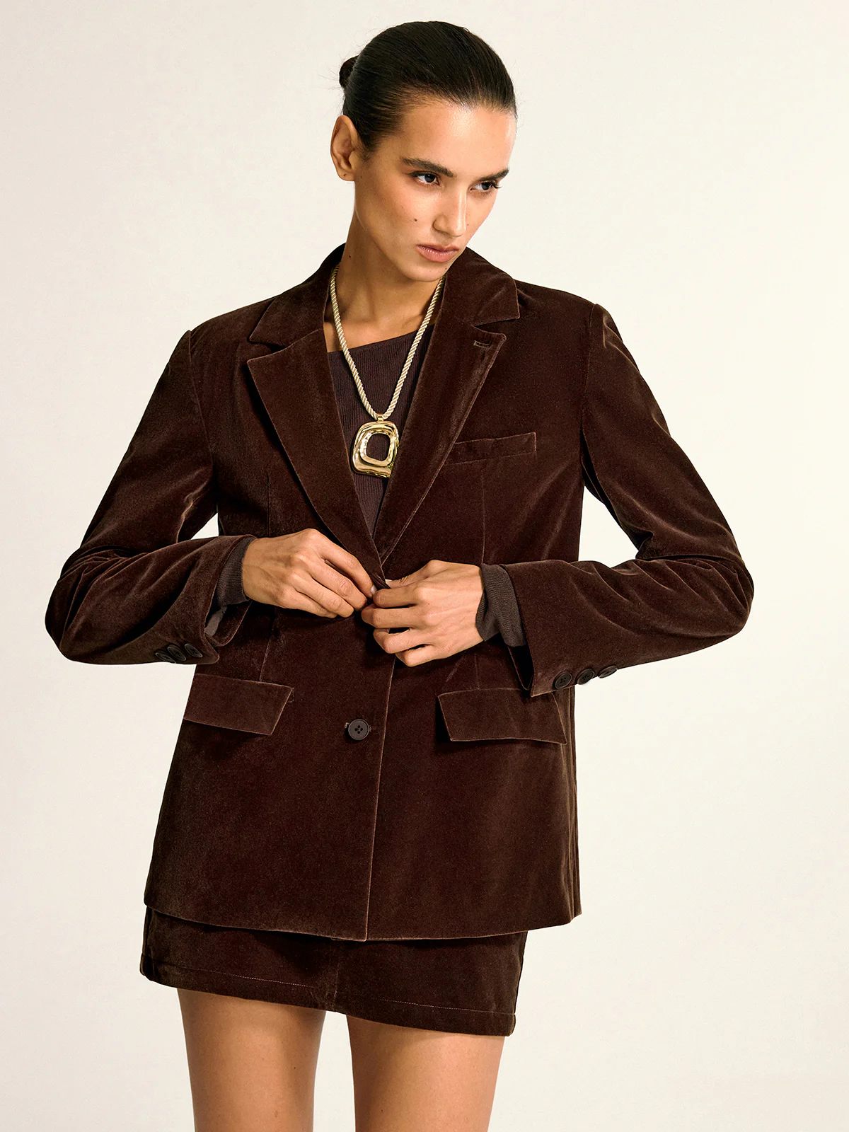 Velvet Shawl Collar Blazer - Image 4