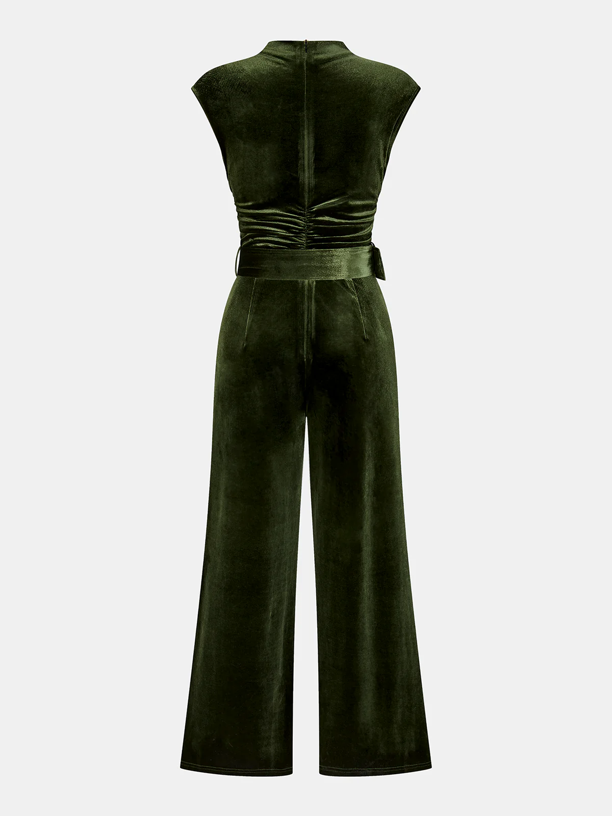 Velvet Sleeveless Belted Wide-Leg Jumpsuit - Image 2