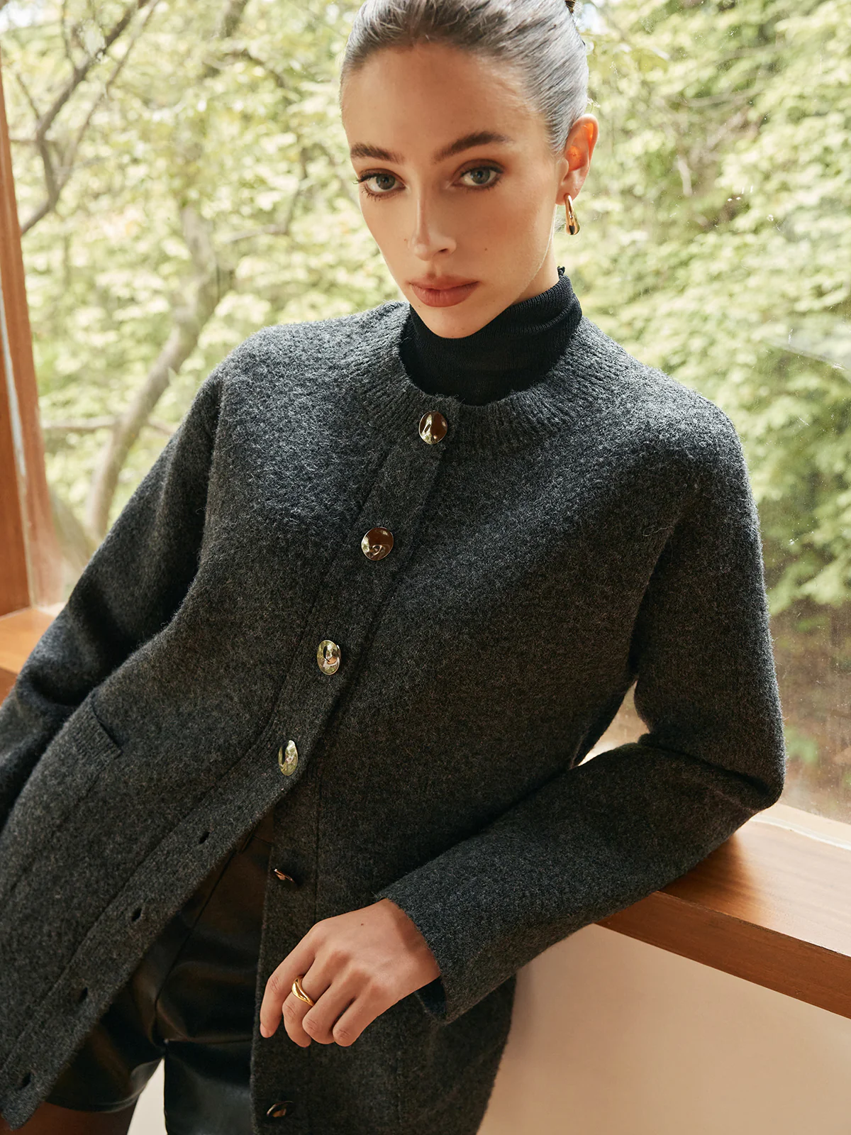 Versatile Breasted Soft Cardigan - Image 4