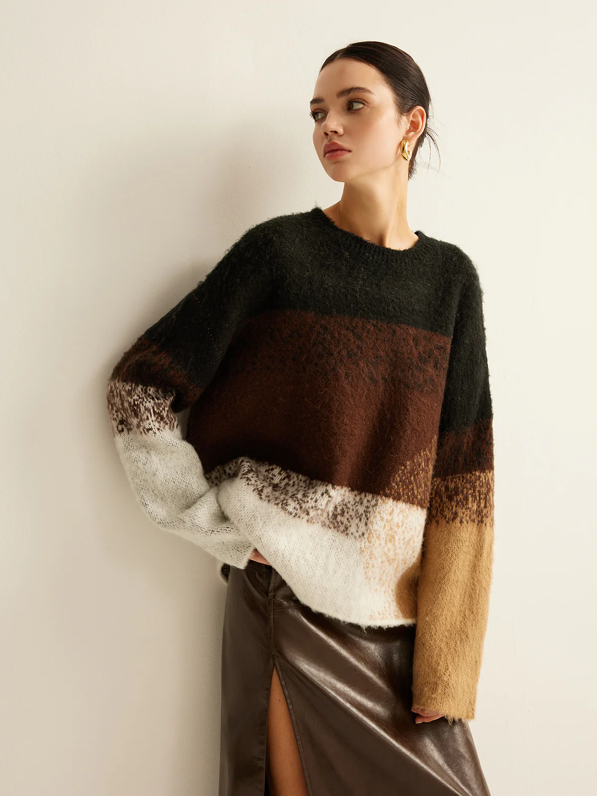 Versatile Color Block Loose Sweater - Image 4