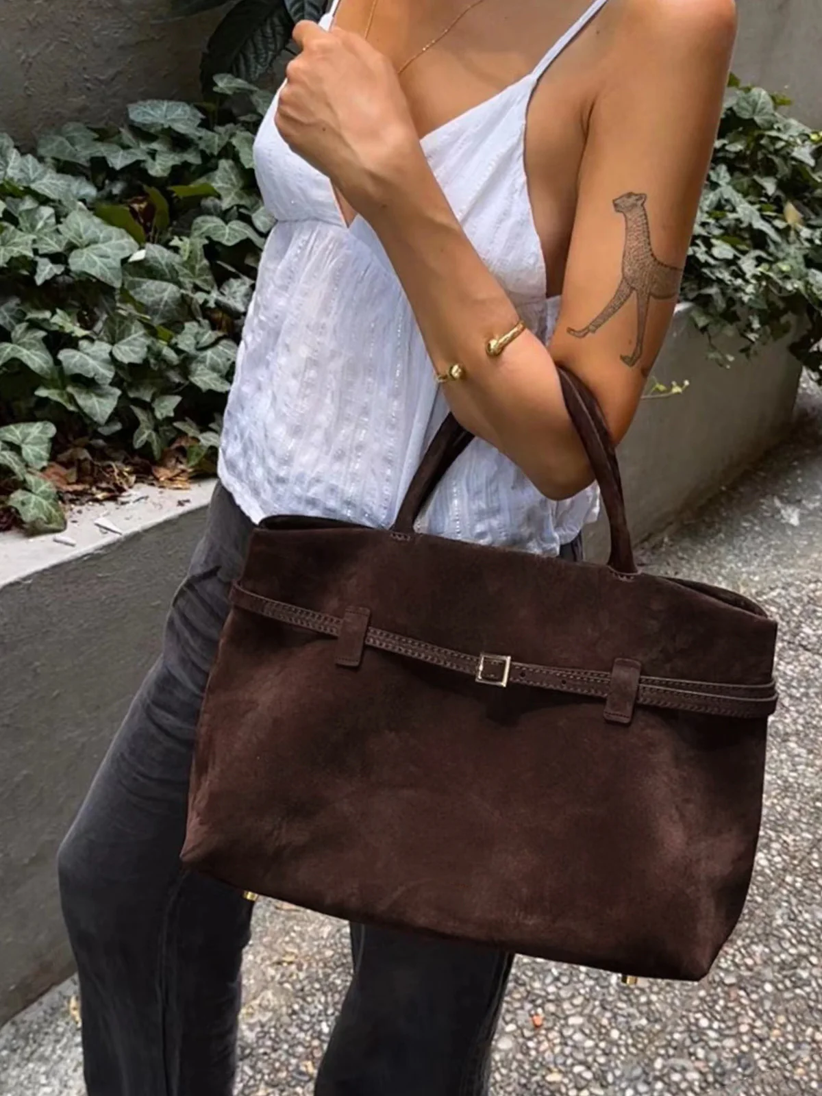 Vintage Buckle-Design Top-Handle Bag - Image 4