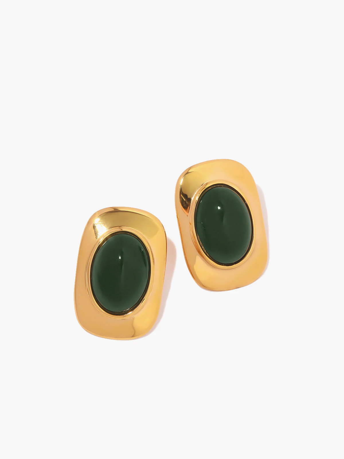 Vintage Cat Eye Stone Earrings - Image 2