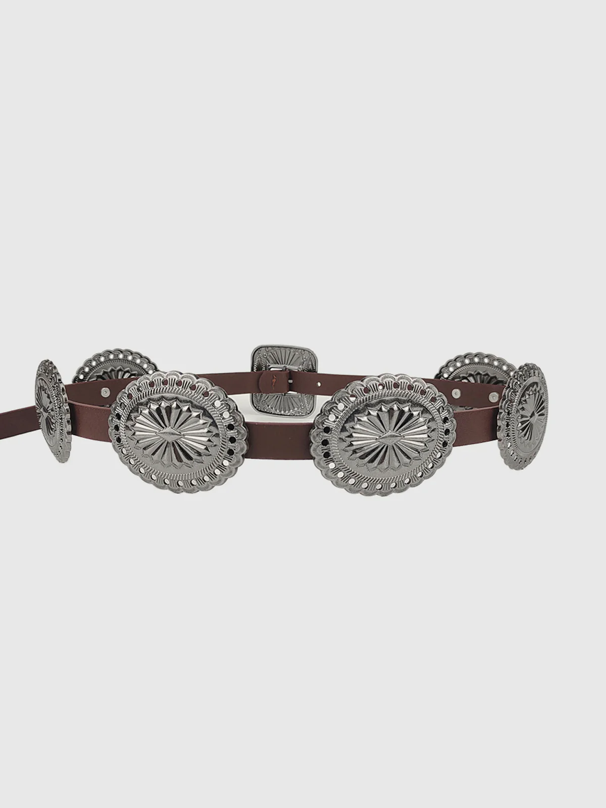 Vintage Concho Buckle Leather Belt - Image 2