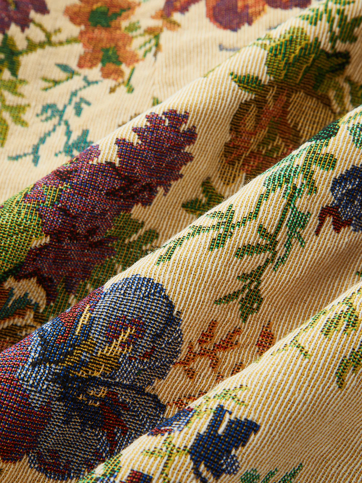Vintage Floral Tapestry Square Neck Mini Dress - Image 4