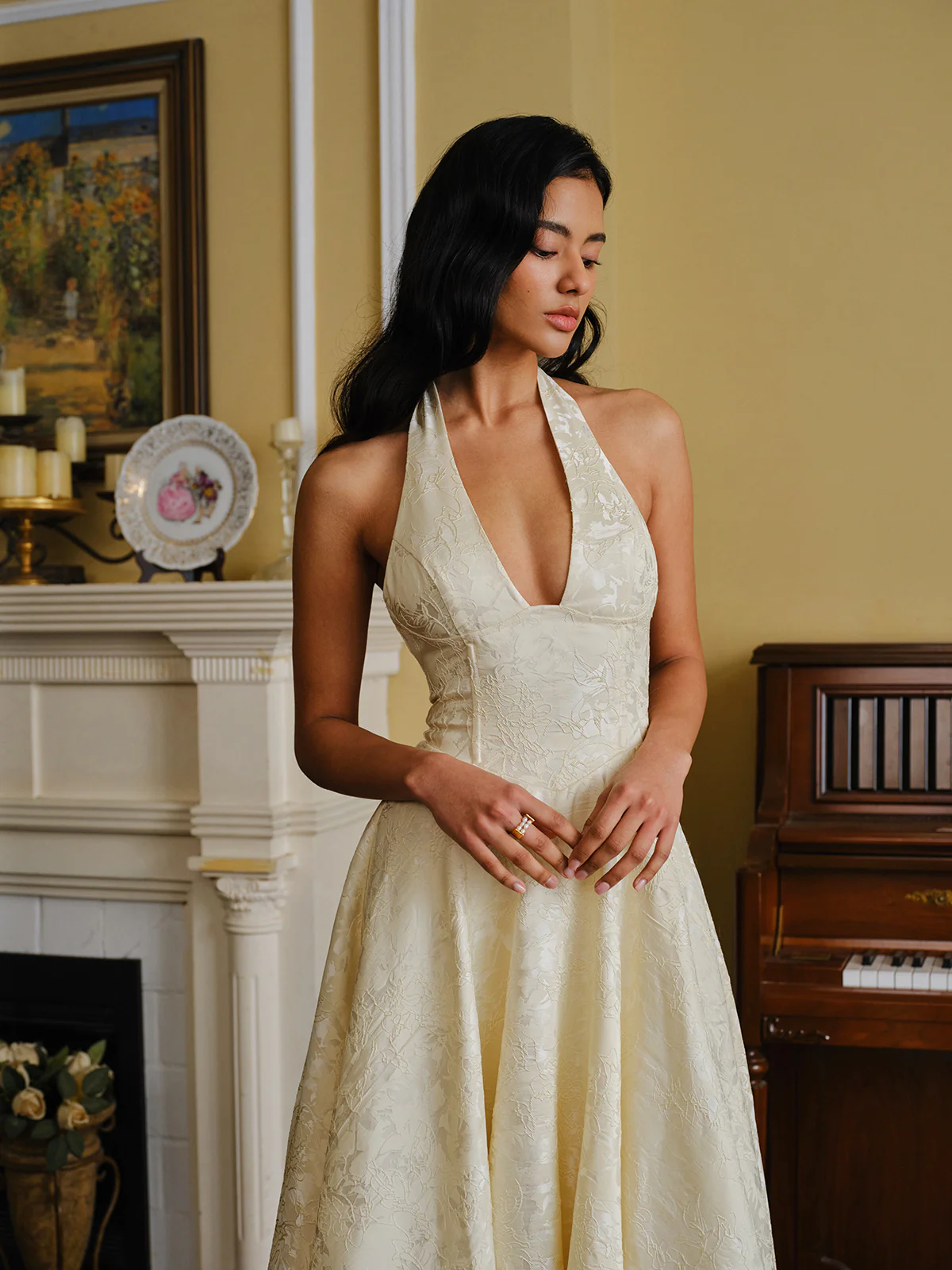 Vintage Halter Lace-Up Back Dress - Image 7