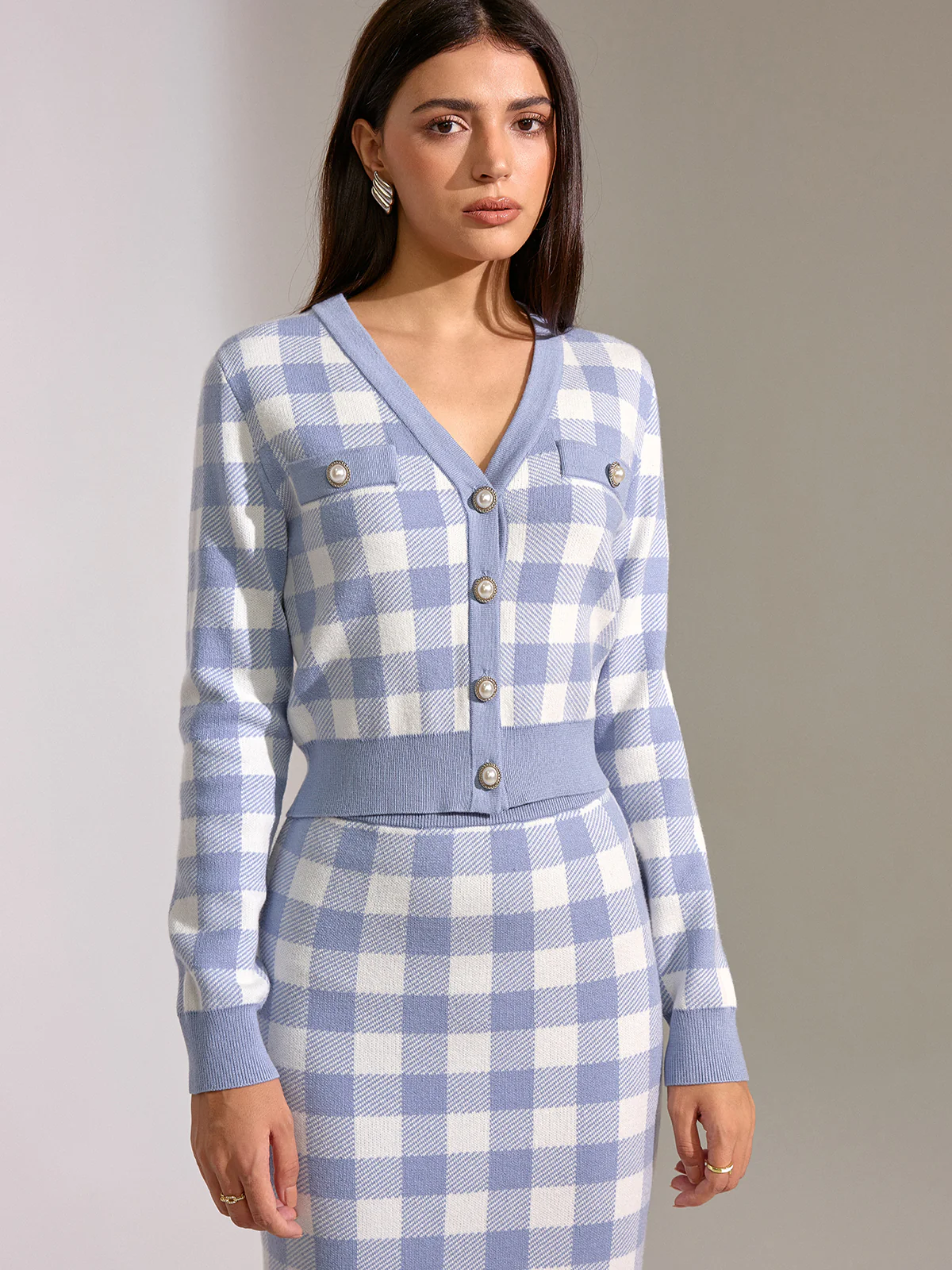 Vintage Plaid Wool Blend Cardigan - Image 5