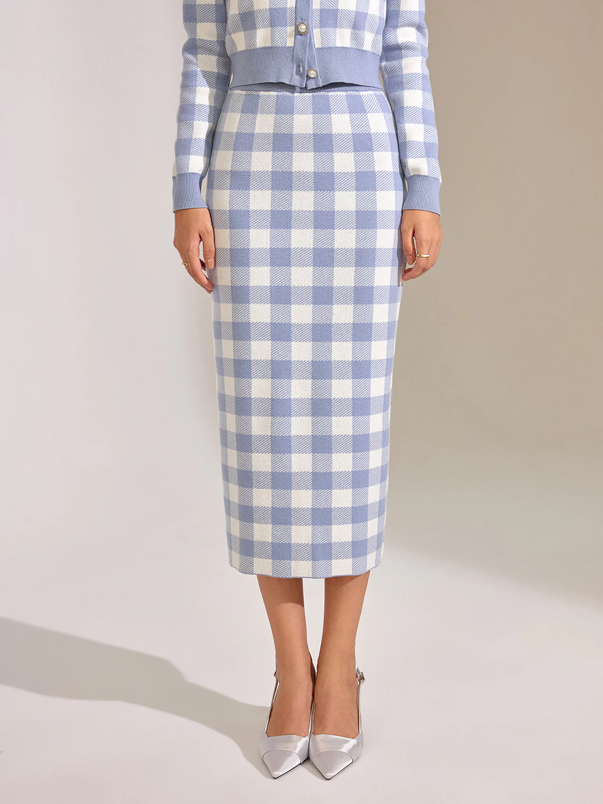 Vintage Plaid Wool Blend Sweater Skirt - Image 2