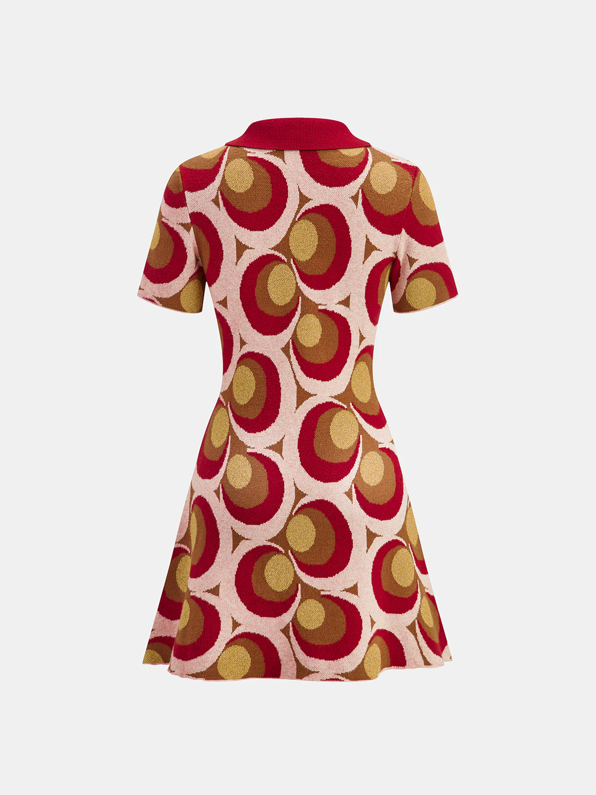 Vintage Print Polo Collar Sweater Dress - Image 5