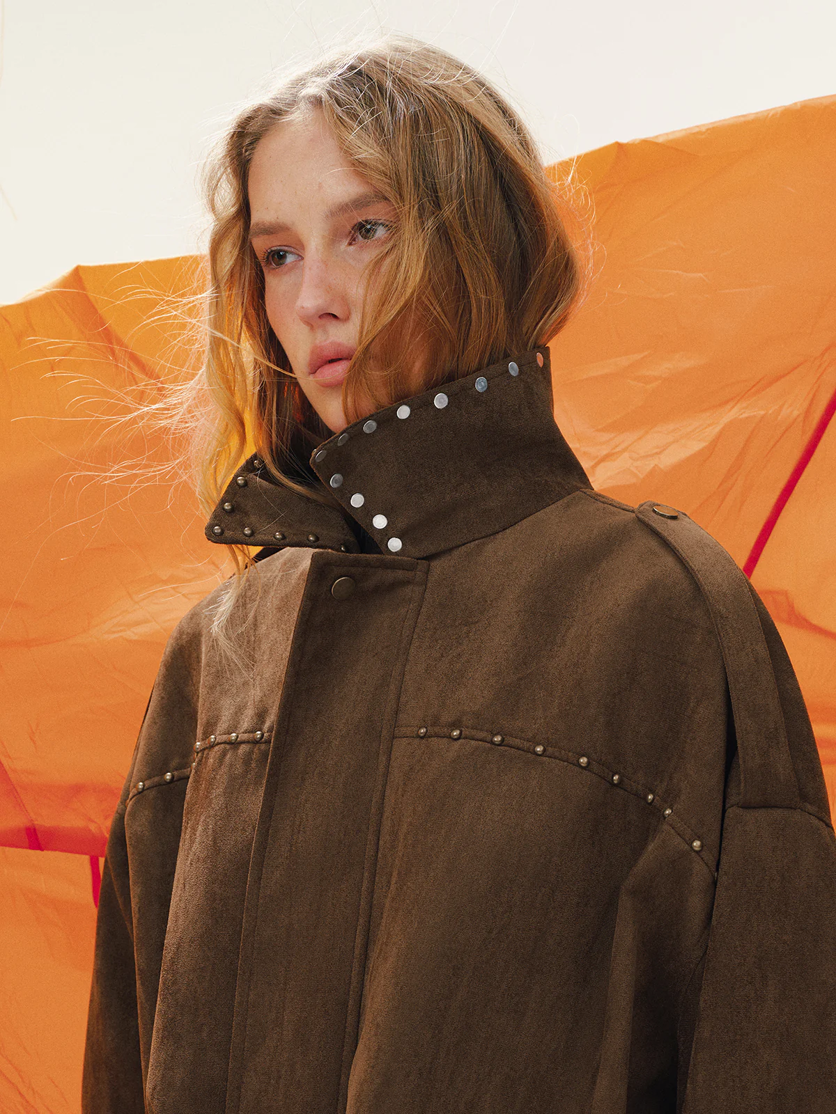 Vintage Suede Effect Studded Bomber Jacket - Image 3