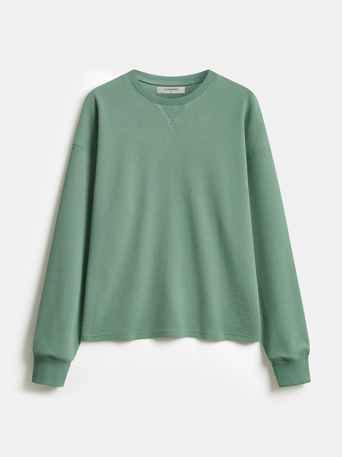 Waffle Knit Sweatshirt & Drawstring Shorts Set - Image 3