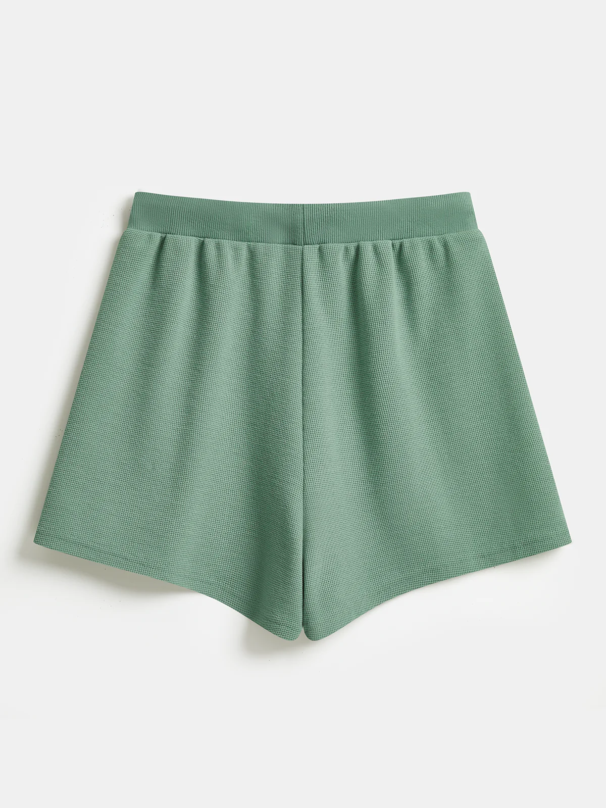 Waffle Knit Sweatshirt & Drawstring Shorts Set - Image 6