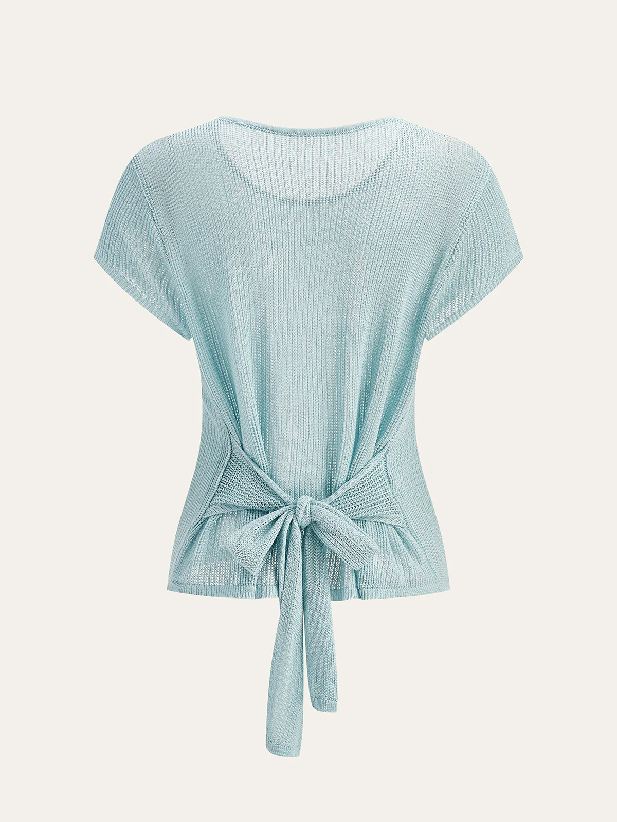 Waffle-Knit Top with Back Tie Detail - Image 4
