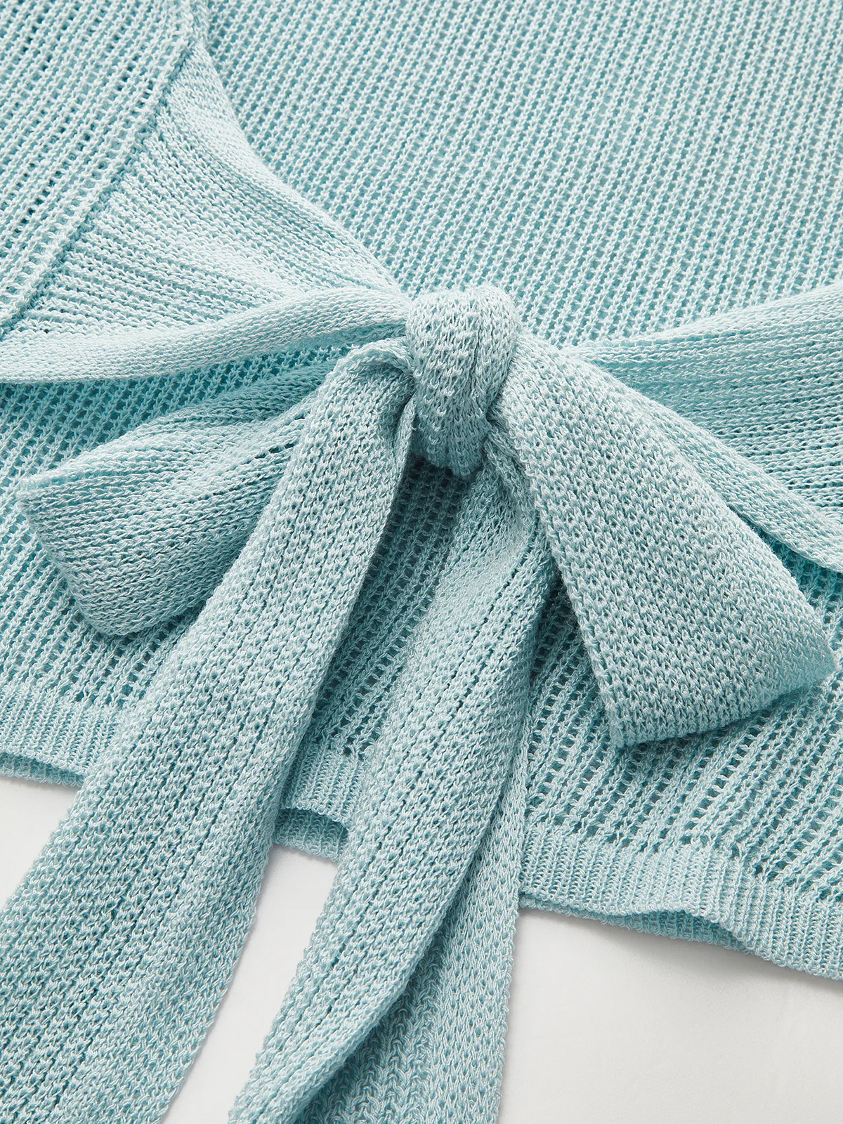 Waffle-Knit Top with Back Tie Detail - Image 5