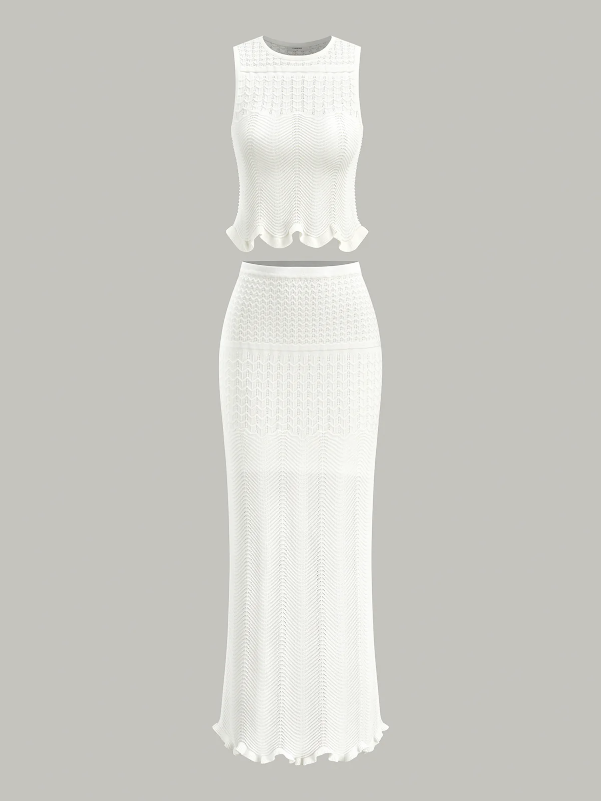 Wave Pattern Knit Maxi Skirt - Image 6