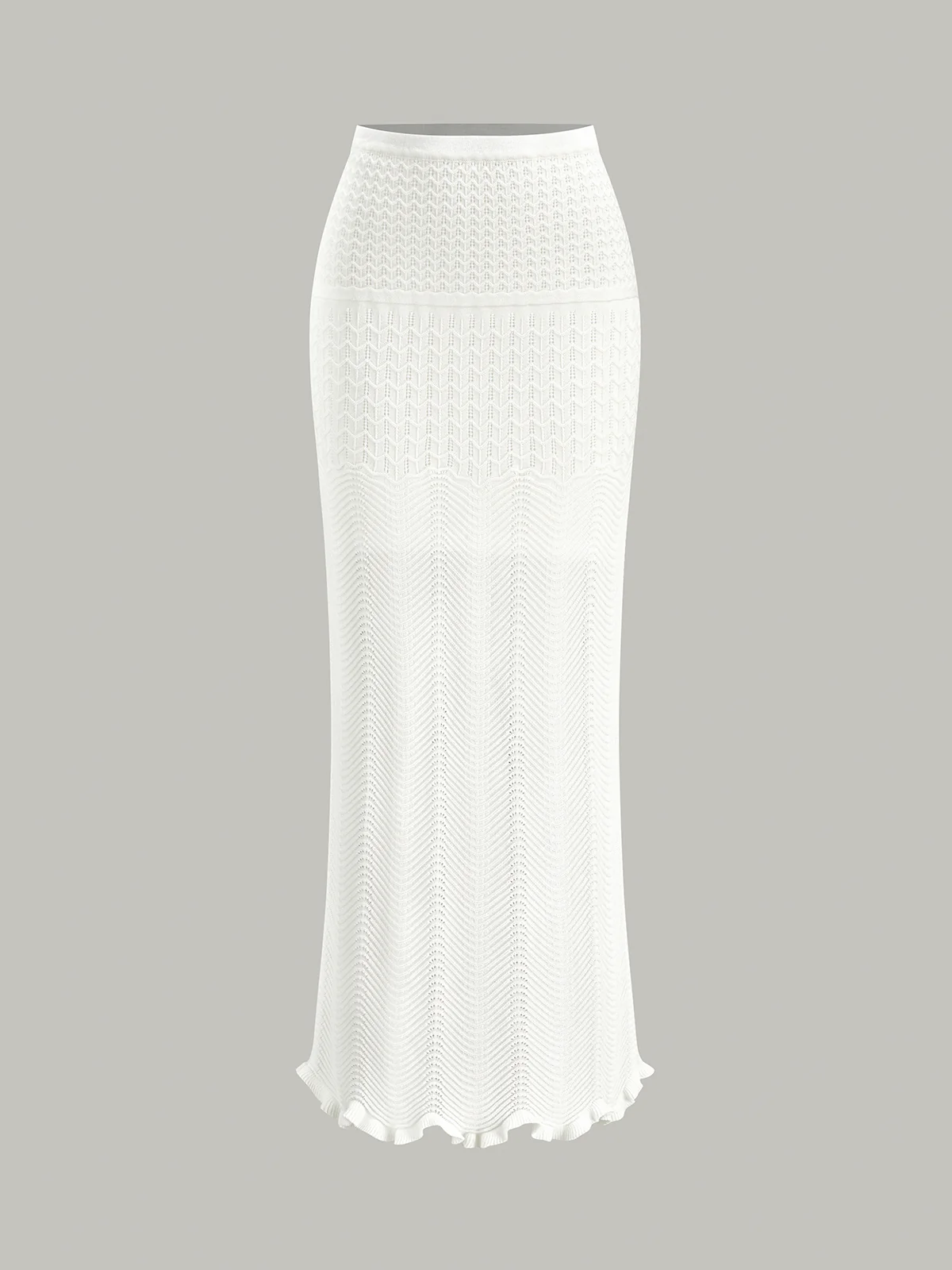 Wave Pattern Knit Maxi Skirt - Image 7