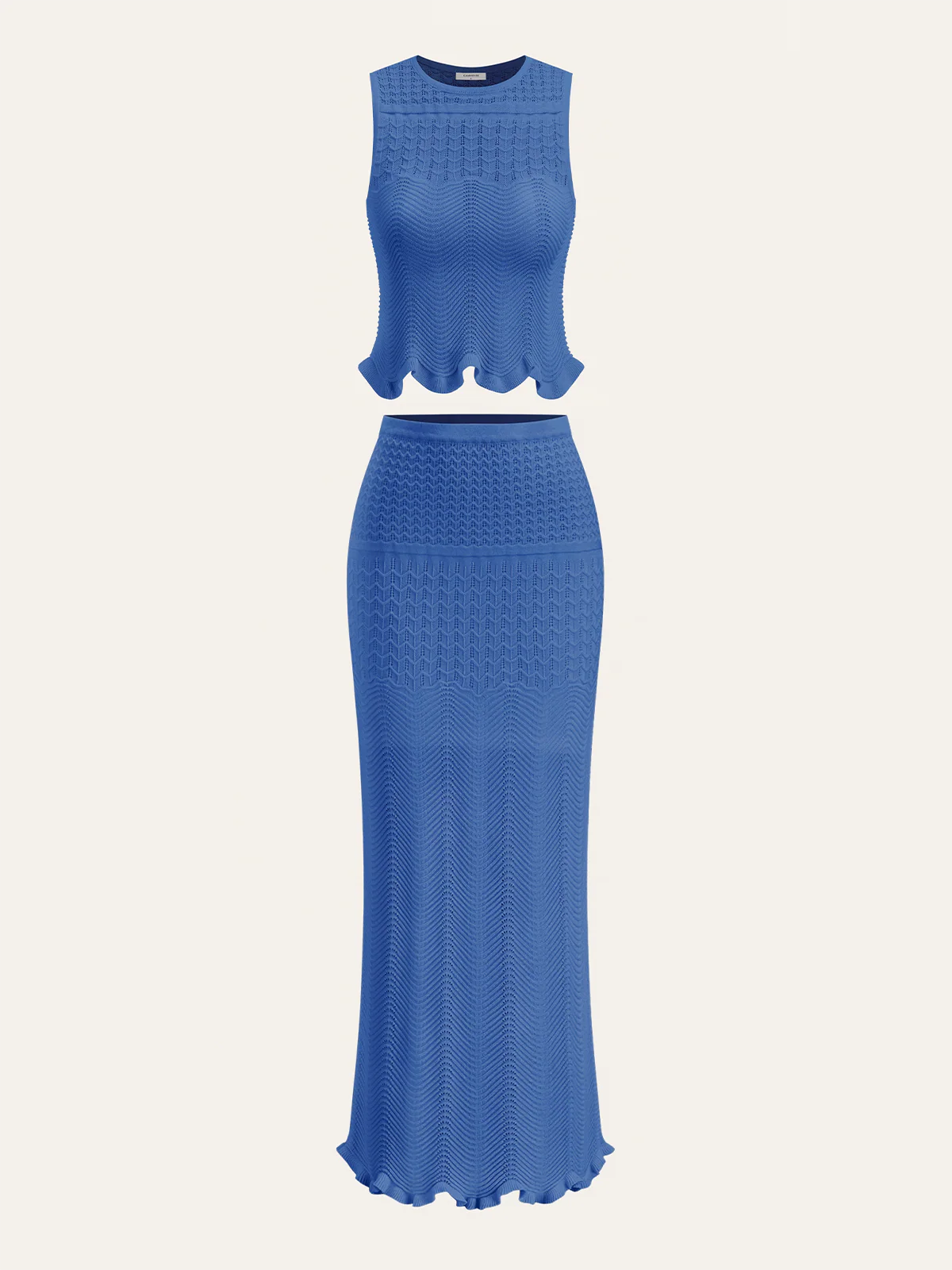 Wave Pattern Knit Maxi Skirt - Image 8