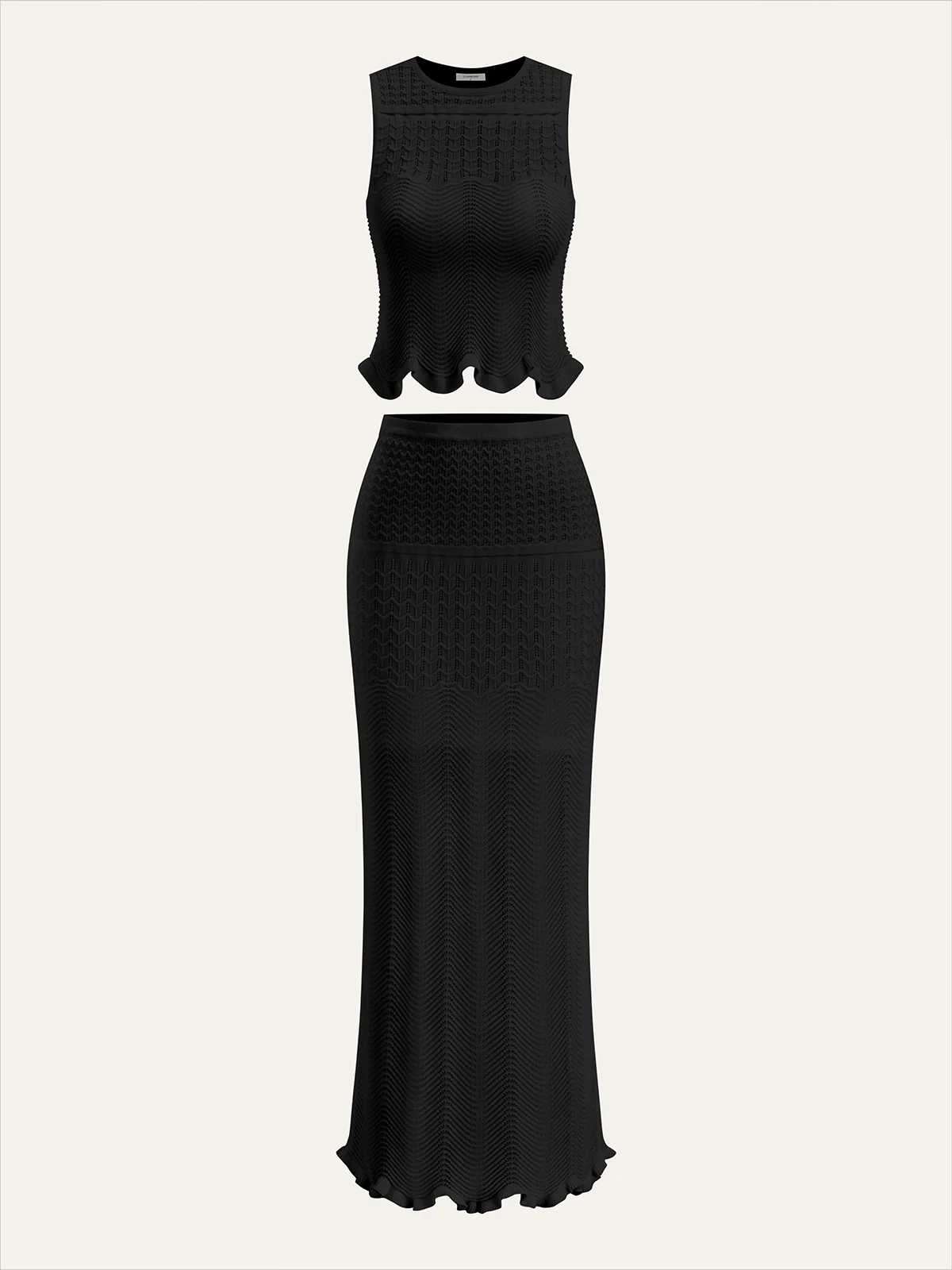 Wave Pattern Sleeveless Knit Top - Image 12