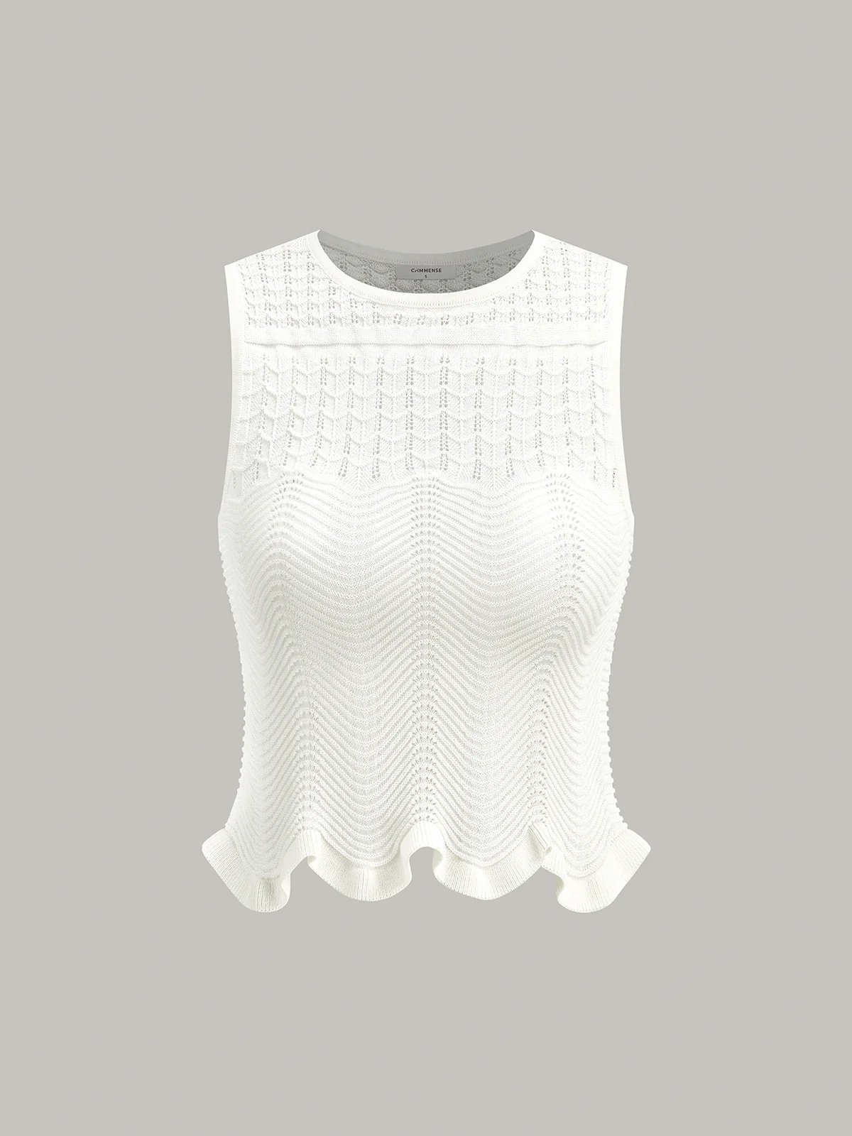 Wave Pattern Sleeveless Knit Top - Image 7
