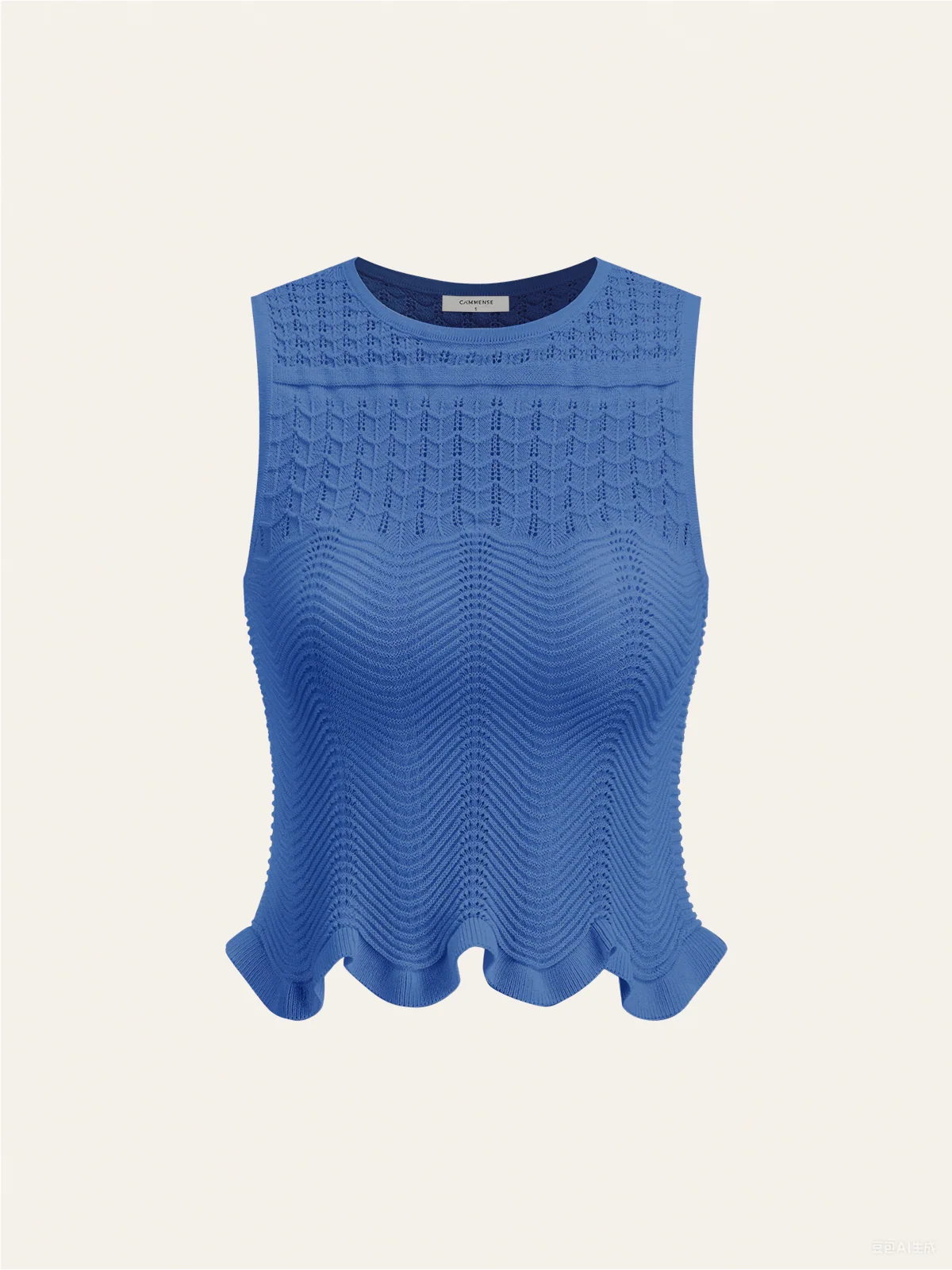 Wave Pattern Sleeveless Knit Top - Image 9