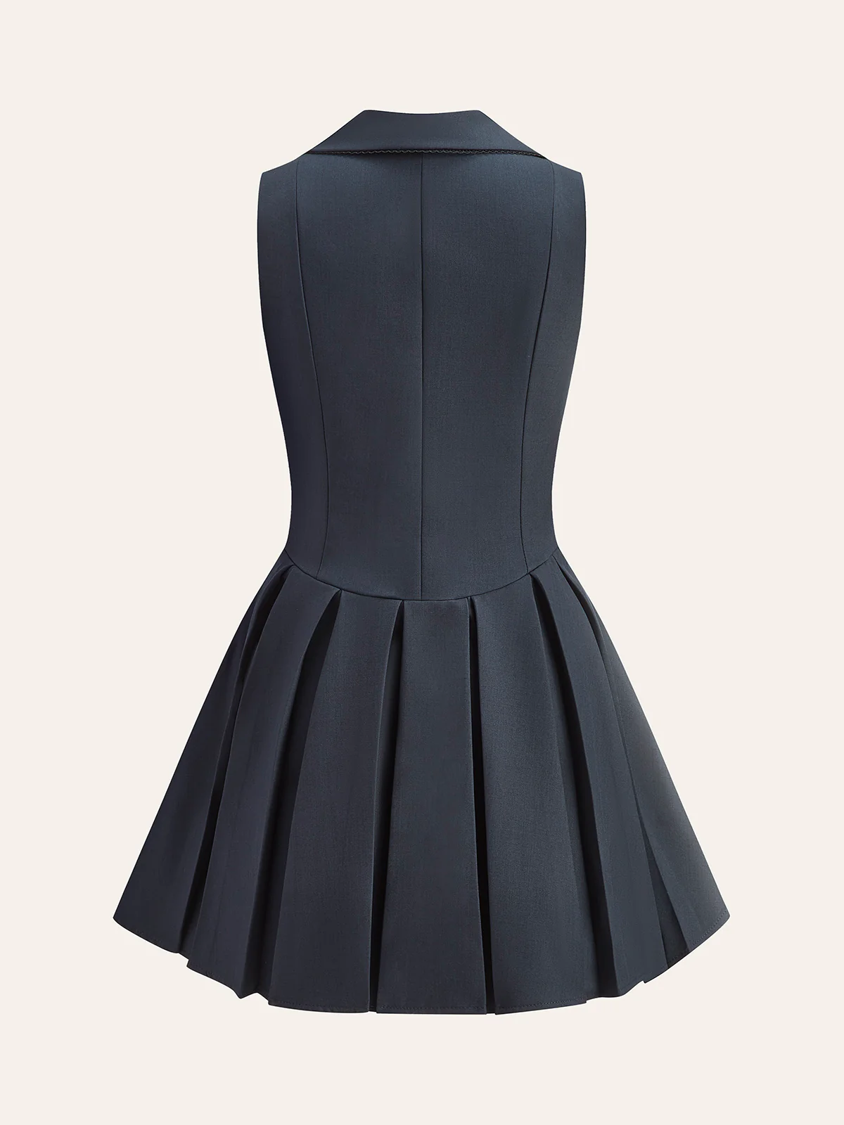 Wide Collar Detail Pleated Dress - Image 2