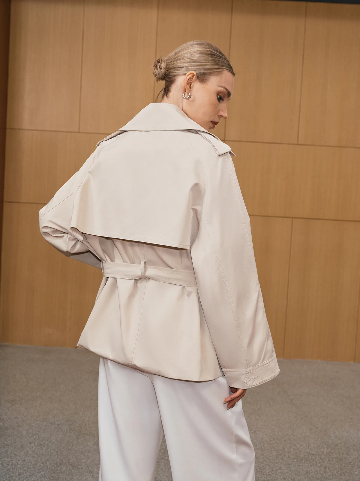 Wide Lapel Belted Trench Coat - Image 2