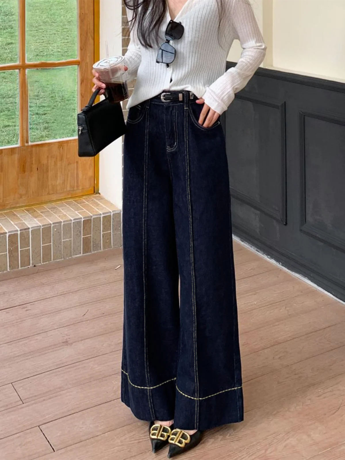 Wide Leg Denim Jeans - Image 6