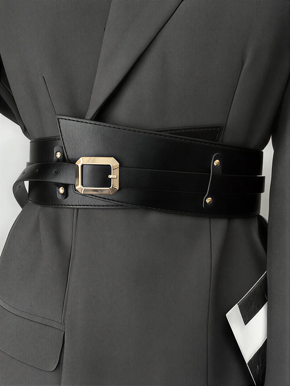 Wide Square Buckle Belt