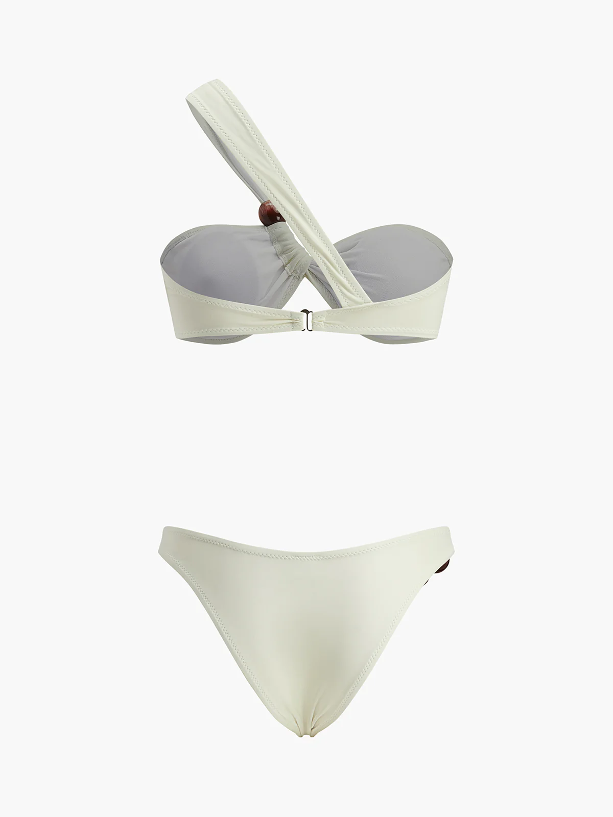Wood Bead Detail One-Shoulder Bikini Set - Image 7