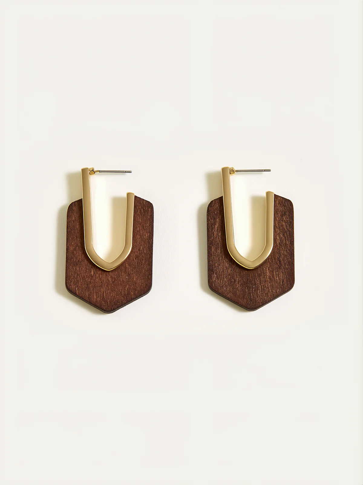 Wood Geometric Earrings - Image 2