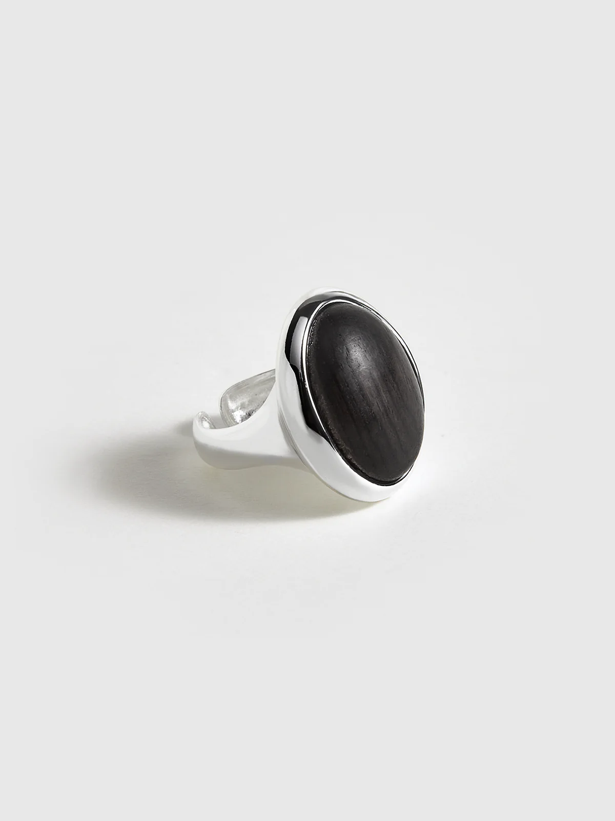 Woodgrain Stone Silver Ring - Image 3