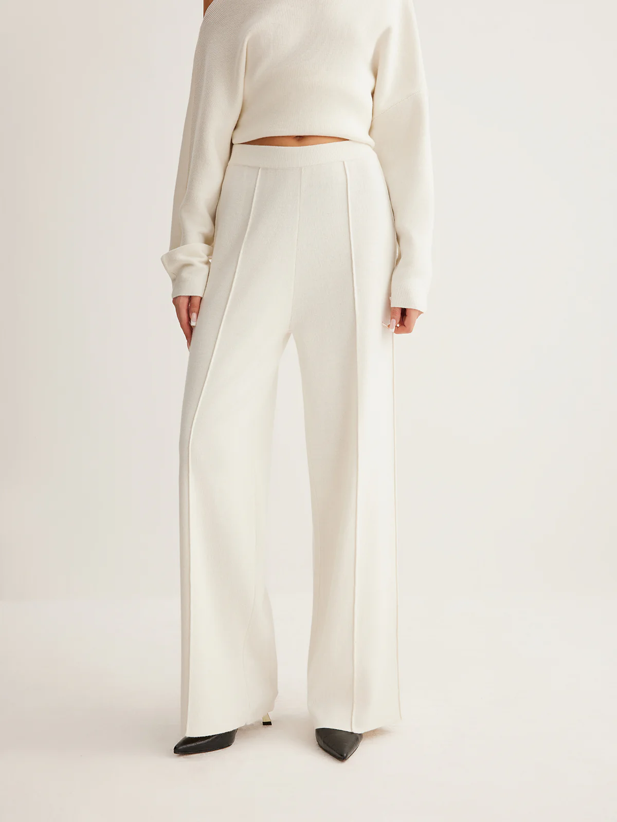 Wool-Blend Asymmetric Sweater & Wide-Leg Pants Set - Image 6