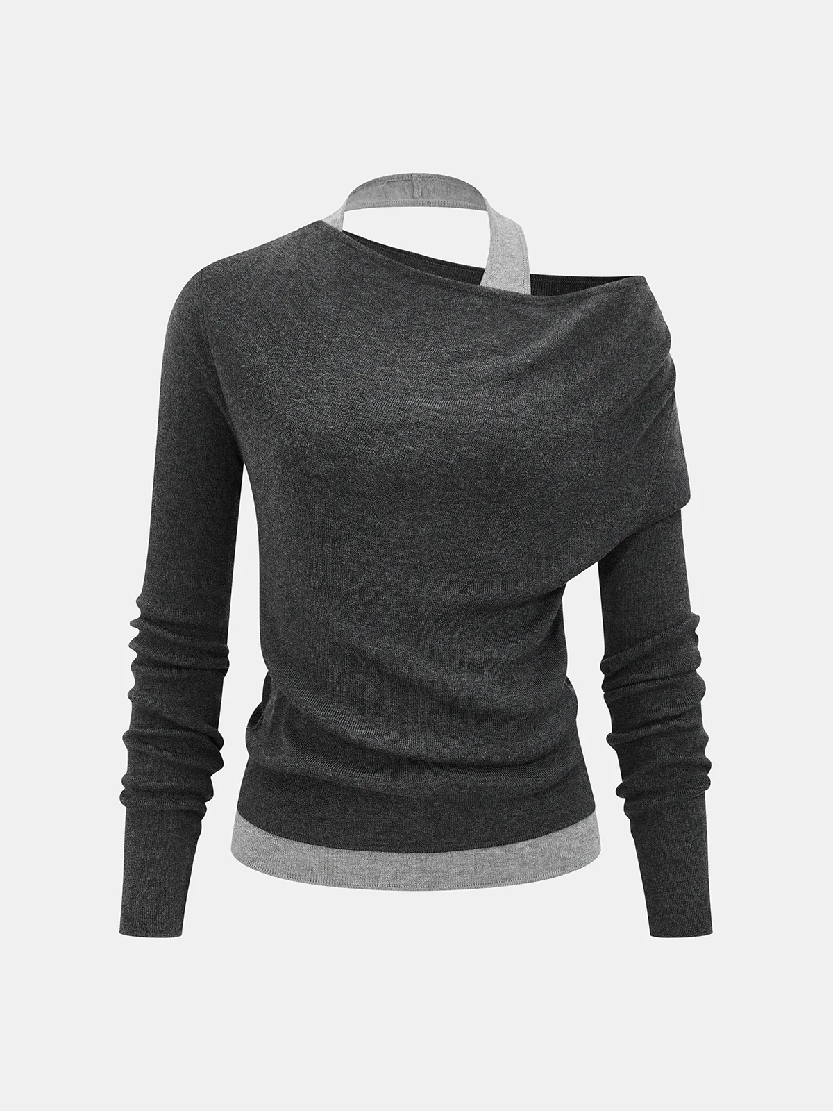 Wool-Blend Asymmetrical Cold-Shoulder Knit Top - Image 2