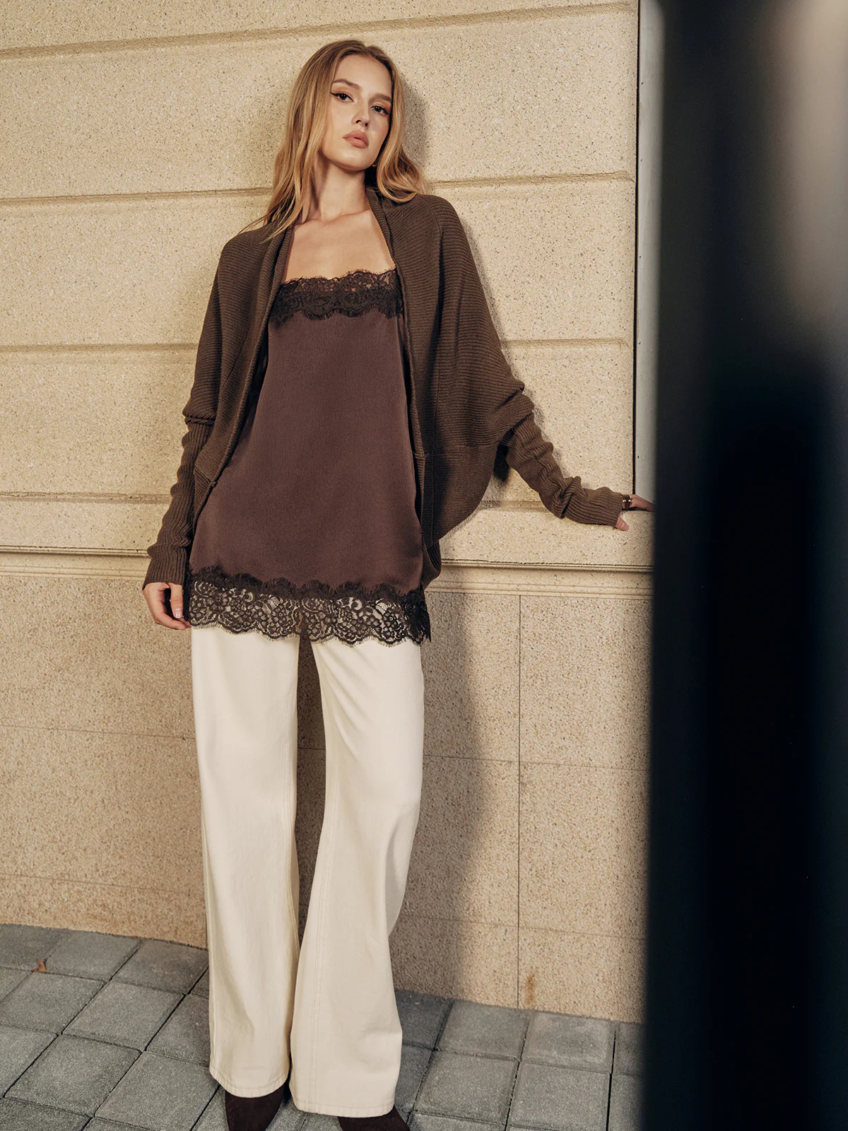 Wool Blend Batwing Sleeve Cardigan - Image 3