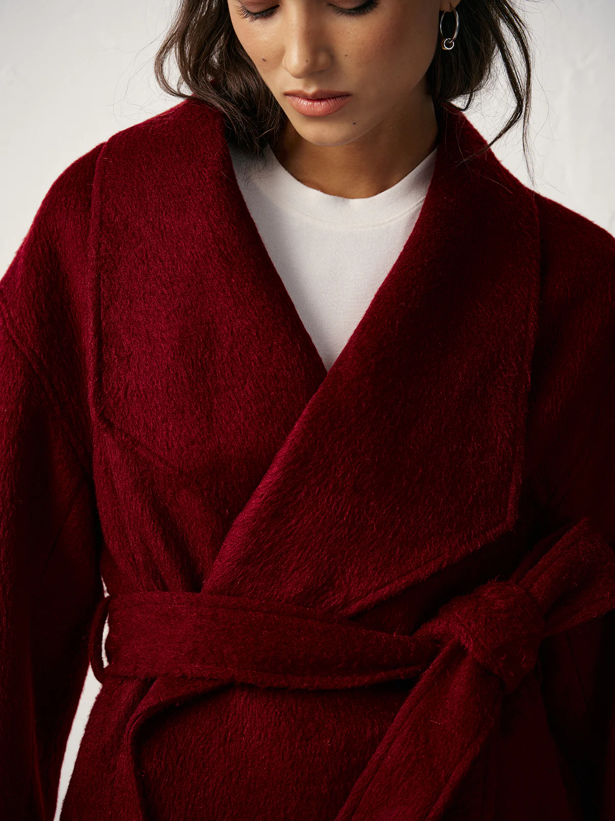 Wool Blend Belted Wrap Coat - Image 3